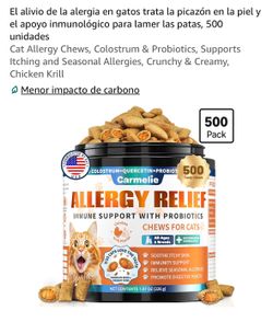 El alivio de la alergia en gatos trata la picazón en la piel y el apoyo inmunológico para lamer las patas, 500 unidades