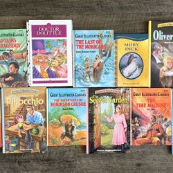 GREAT ILLUSTRATED CLASSICS, LOT OF 11 HARDCOVER BOOKS 