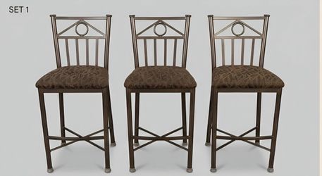 Set of 3 Bronze wrought iron bar stools-great condition