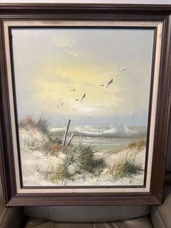 Seascape Painting in Wooden Frame for Sale