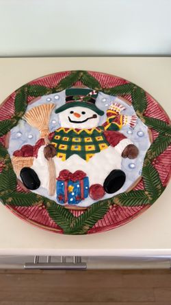 Worlds Bazaars snowman plate