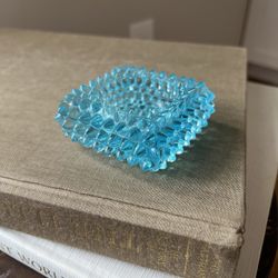 Small Vintage Turquoise Glass Trinket Dish ( 3”x3” ) firm on price 