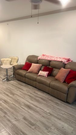Recliner couch with bar stools