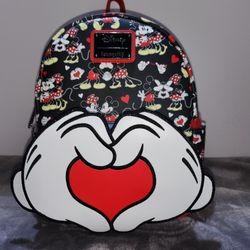 Disney Mickey and Minnie Mouse Heart Hands Mini Backpack by Loungefly.