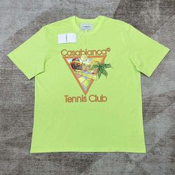 Casablanca Green Tennis Club Print Crew Neck T Shirt 