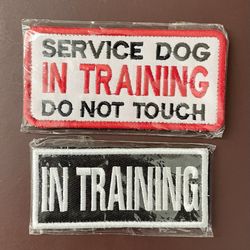Service Dog In Training Do Not Touch Embroidered Hook Loop Morale Patches (2)