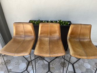 West Elm Sloped leather bar stool