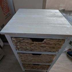 White Wooden Storage Unit with Wicker Drawers