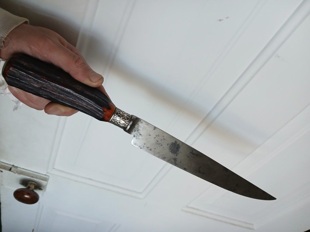 Vintage Hessenbruch Stag Handle Carver 9 1/2 Inch Blade 15 Inch Overall