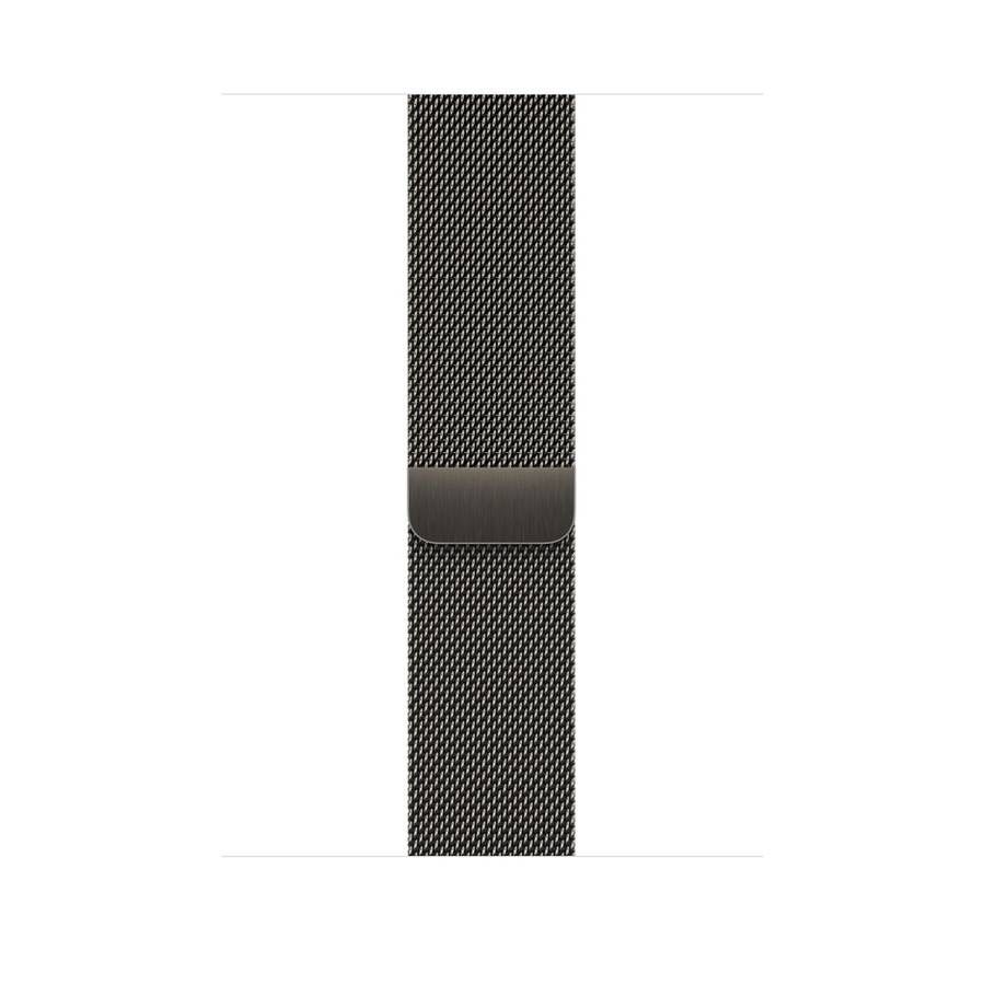 Like New Genuine Apple 42mm, 44mm, and 45mm Graphite Milanese Loop  bands for 42mm, 44mm, and 45mm cases are compatible with each other. A modern inte