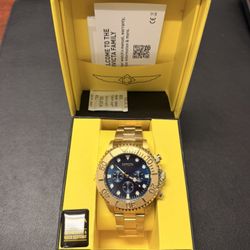 Invicta Men's Pro Diver Quartz 47mm Gold, Blue Dial Brand New In Box 