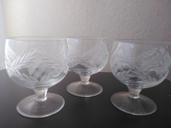 Antique crystal brandy/ cognac glasses set of 3
