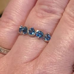 Natural London Blue Topaz Band 925 Sz 7 Or 8