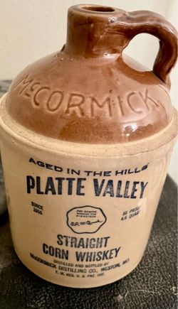 Vintage McCormick Platte Valley Corn Whiskey Stoneware Jug