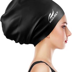 Extra Large Swimming Cap for Long Hair,Large Silicone Swim Cap for Women Girls Men and Adult Special Design for Very Long