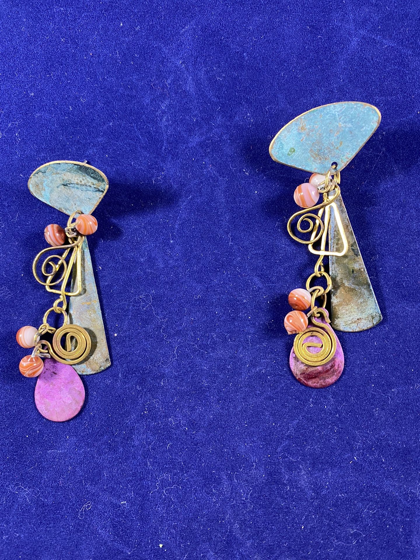 Multicolored Artistic Earrings 80’s