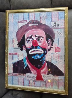Framed Emmet Kelly Vintage Poster - "Loser" - racetrack clown red nose