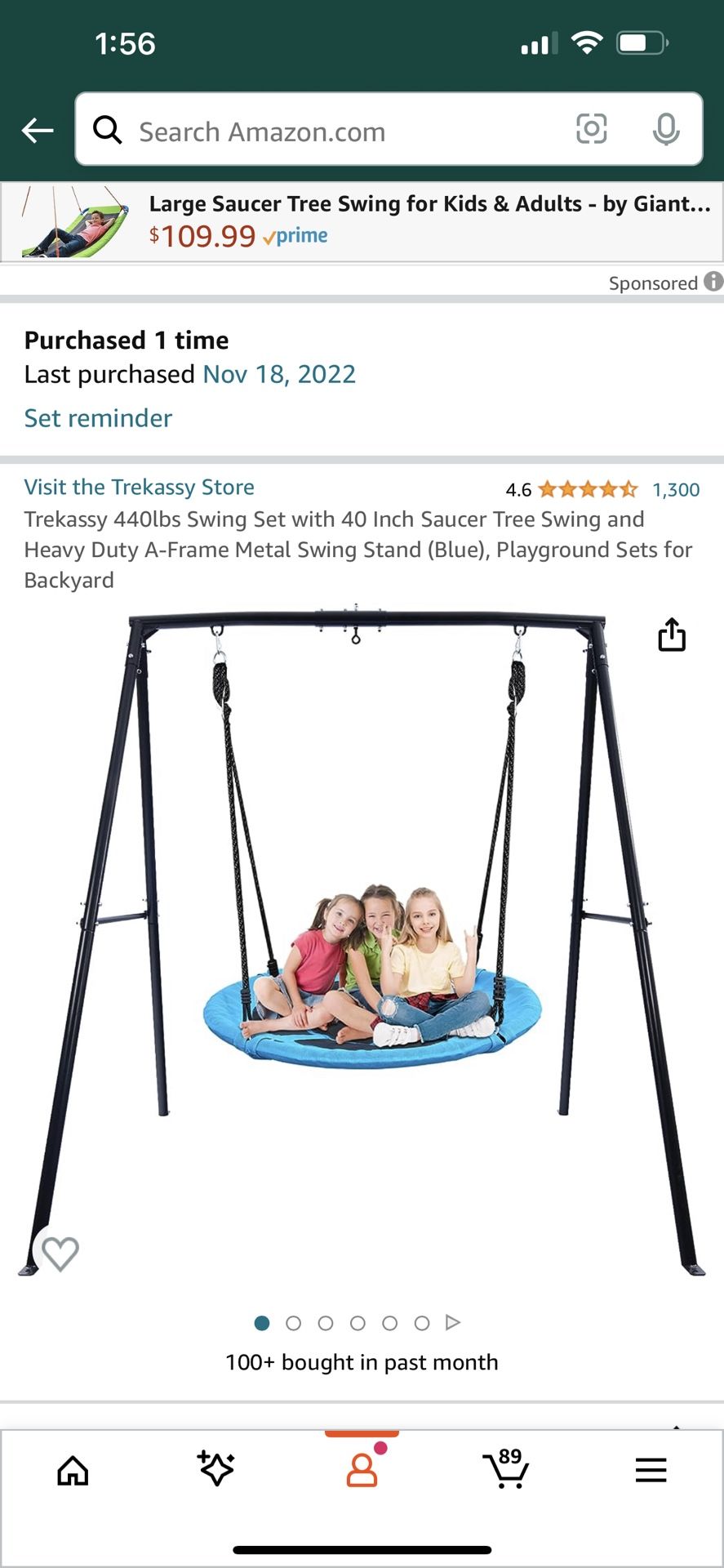 Swing Set Frame And 40 Inch Saucer Swing