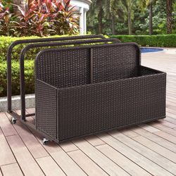 Crosley Furniture CO7303-BR Palm Harbor Outdoor Wicker Rolling Pool Float Caddy, Brown