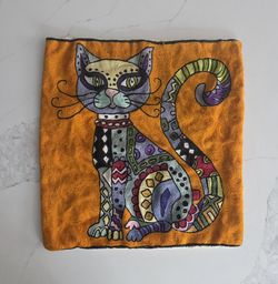 Embroidered Decorative Cat Cushion Cover 16 x 16 inch