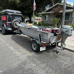 14FT Klamath Aluminum Fishing Boat With 8HP Honda 4 Stroke