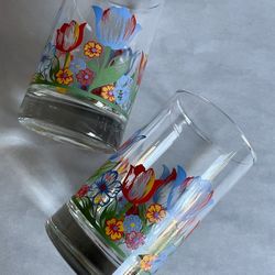 Two Vintage 7-oz Crisa Tulip Tumblers/Juice Glasses