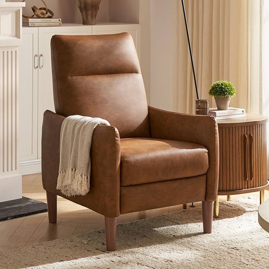 mopio Arthur Recliner Chair with 3 Positions, Accent Armchair, Mid Century Modern Reading Chair, High Back Padded Support Comfy Sleeper Armchair (Peca