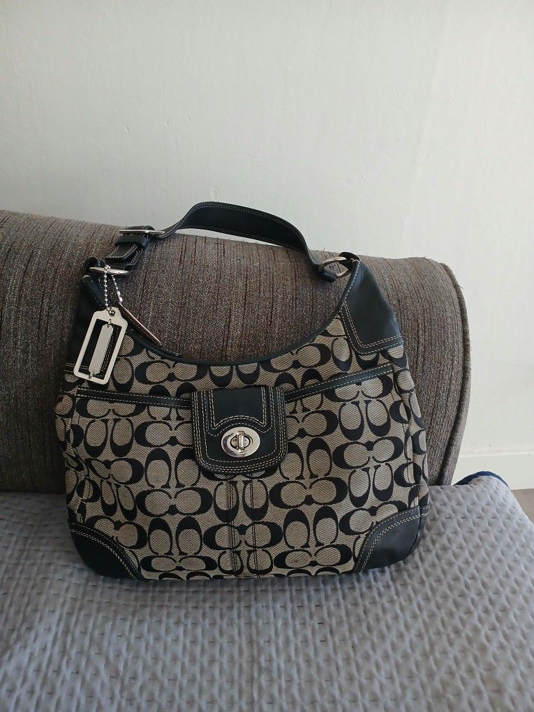 COACH black leather trim small to medium
