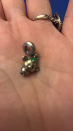 Silver Charm with Green Enamel Detail pandora