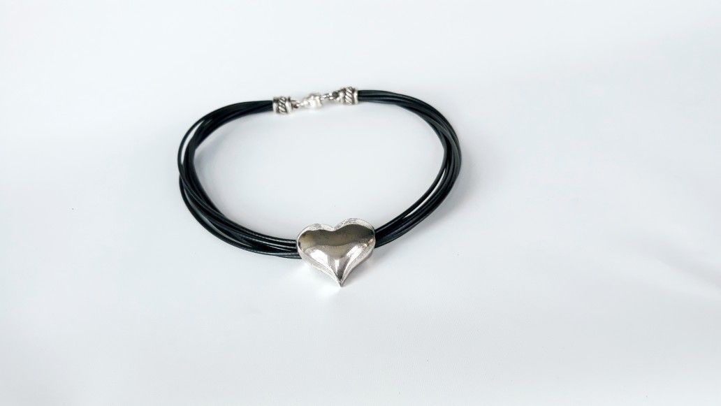 Silver & Leather Love Heart Necklace From Brighton