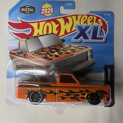 Hot Wheels XL 1983 Silverado Orange With Flames 1:43 Hot Wheels Trucks New 2026 