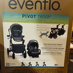 NEW Evenflo Pivot Troop Child and Pet Modular Travel System (Bluestone Gray)