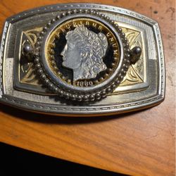 Lazercut 1880 Morgan Silver Dollar Belt Buckle