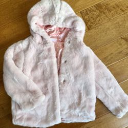Fur Jacket Light Pink Hanna Andersson Size 120 Size 5-7 NEW