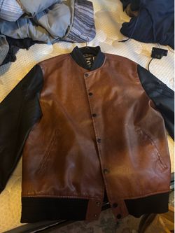 Black and brown leather jacket