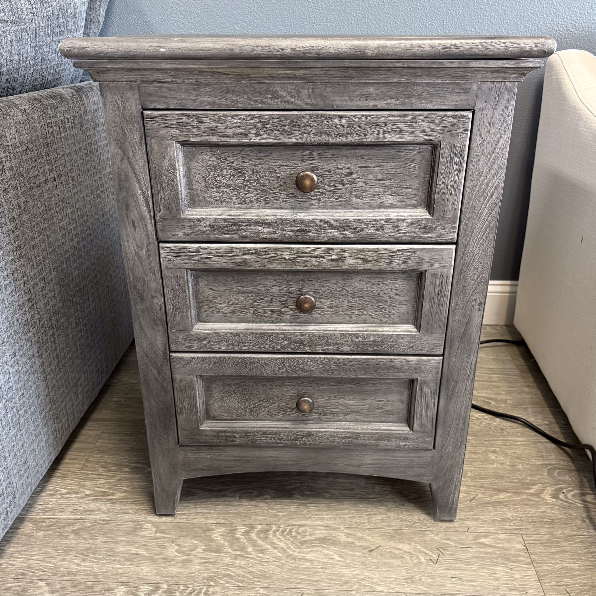 Grey Solid Wood Nightstand With Hidden Drawer New Traditions