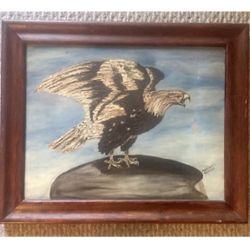 Nice Original Vintage/antique Eagle Oil Painting Signed & Framed On Board 21x17”