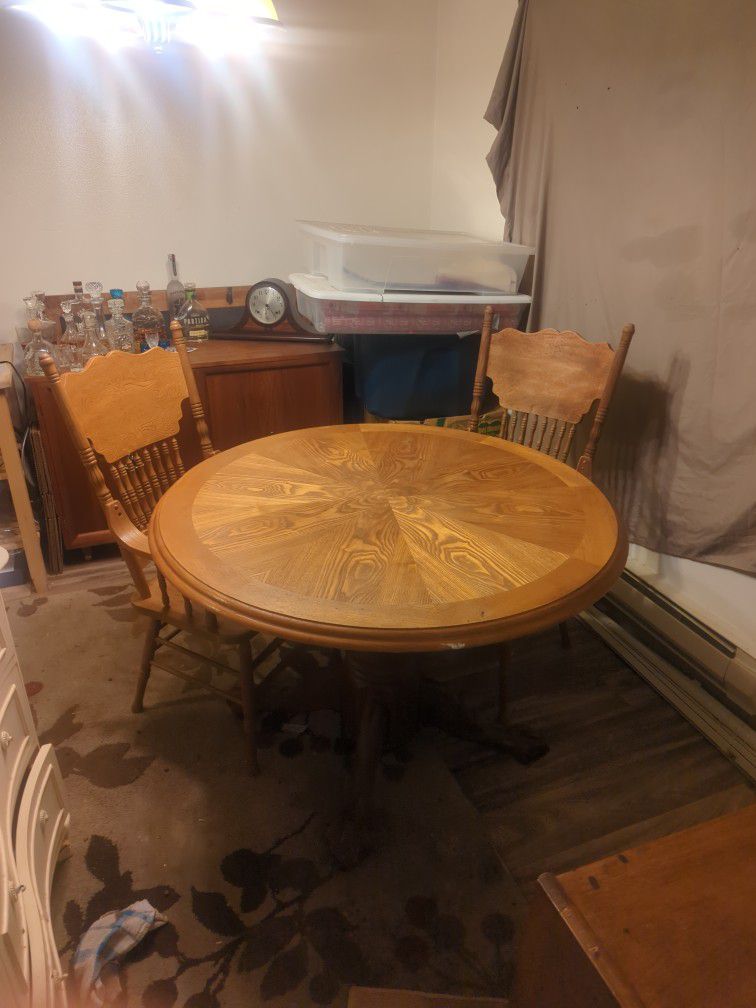Solid Wood Kitchens Table With Two Chairs
