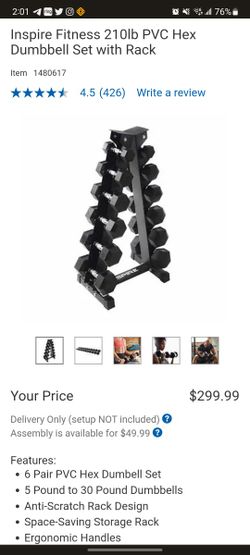Inspire fitness pvc hex dumbbell set hotsell