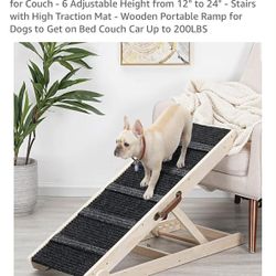 SWEETBIN Dog Ramp Adjustable From 12-24” High Traction Mat Up To 200 Pounds Wood Carrying Handle NEW $