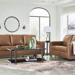 Brown sofa, loveseat