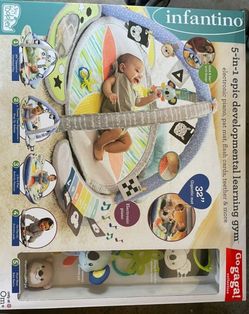 Infantino Go Gaga! 5-in-1 Epic Developmental Learning Gym Baby - 2 Different Mats Included