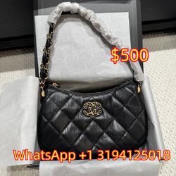 Black Leather Chanel Shoulder Bag