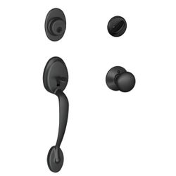 SCHLAGE Plymouth Single Cylinder Handleset And Plymouth Knob, Matte Black (F60 PLY 622)  Open box item is new!  The SCHLAGE Plymouth Single Cylinder H