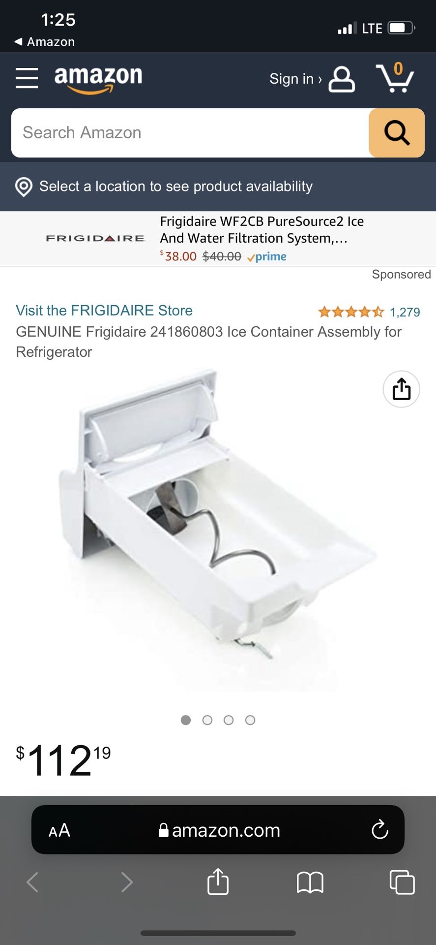 Frigidaire 24 Ice Container Assembly For Refrigerator 
