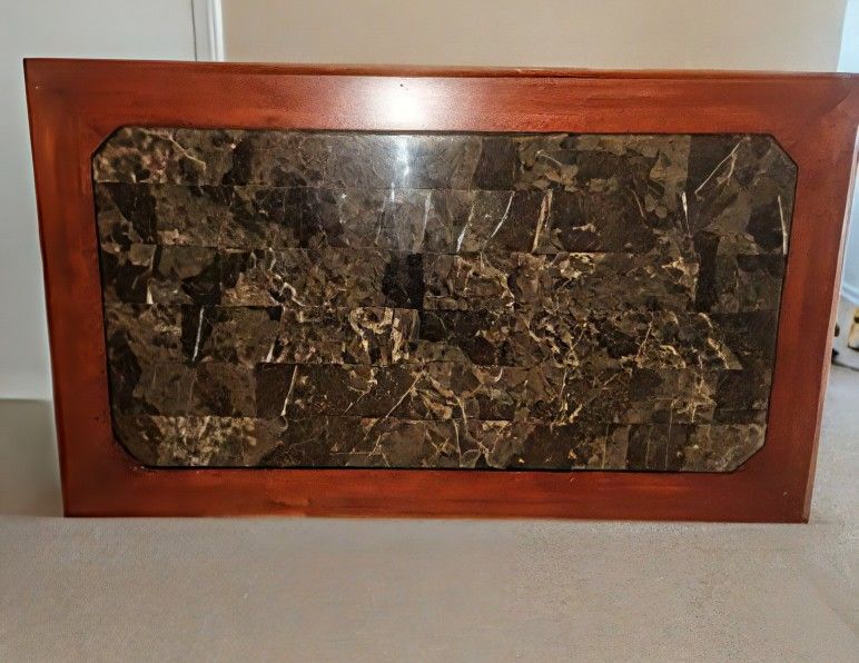 Oak/Marble Victorian Style Table