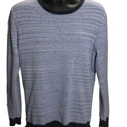 The Rail Men’s Crewneck Sweater - Blue Striped - Size Large - 100% Cotton