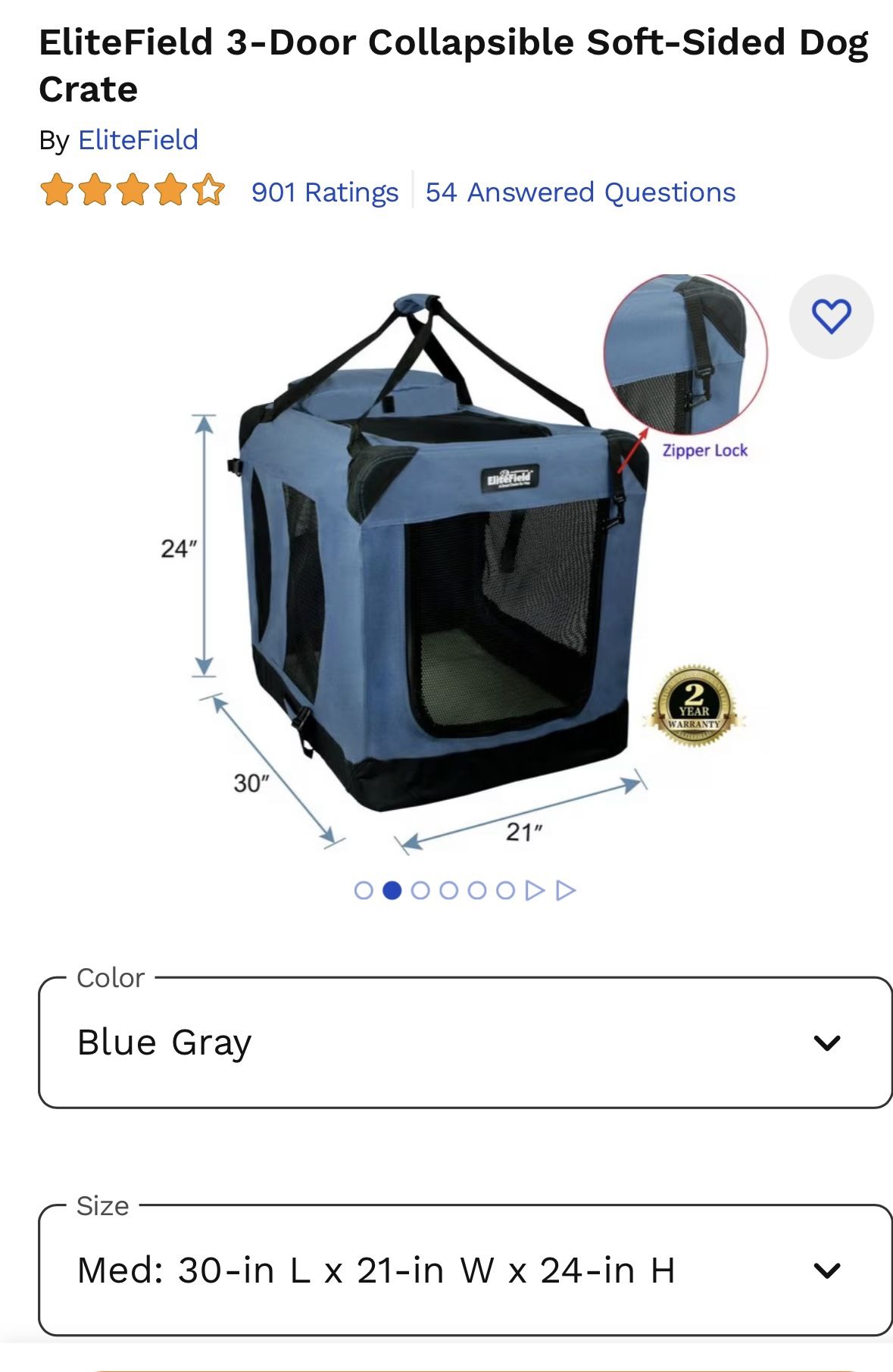 Dog Crate 30 Inch - EliteField Kennel