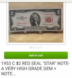Red seal 2 dollar bill