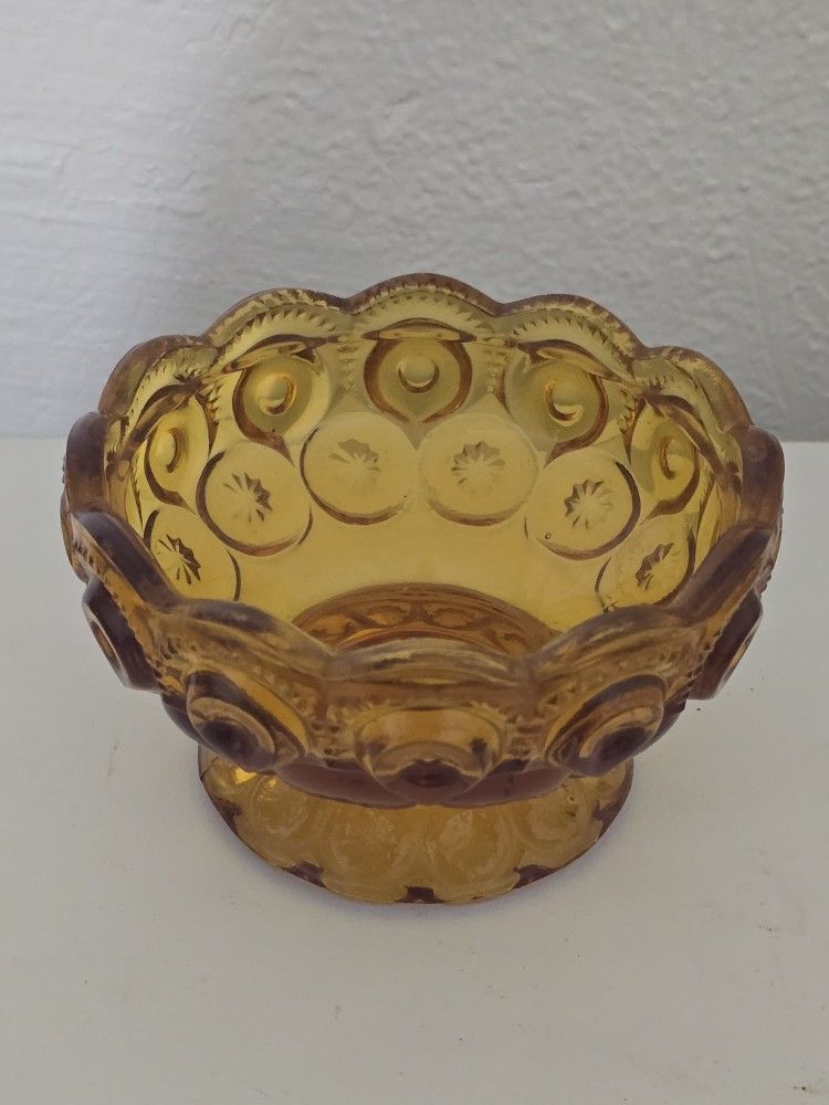 Vintage Moon And Stars Amber Glass Bowl Dish